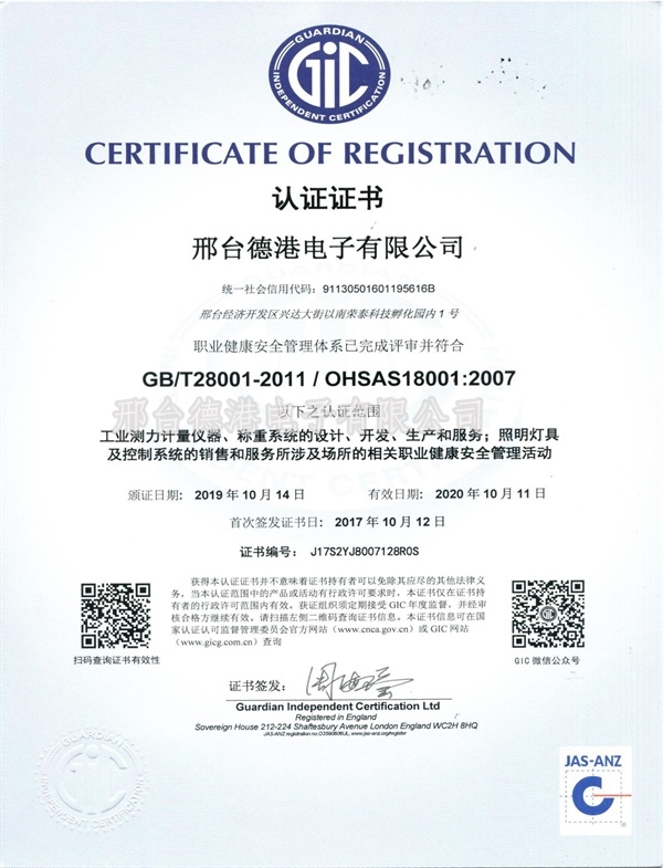 Occupational Health and Safety Management System Certification